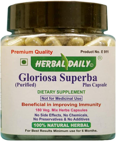 Gloriosa superba Plus Dietary Supplement, 180 Capsule Kalmegh & Purified Kalihari Powder for Immunity