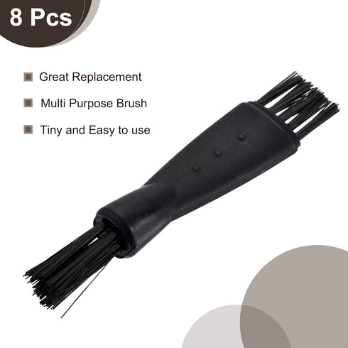 MECCANIXITY Shaver Cleaning Brush Tools: Double-Sided Black with 2 Inch Plastic Handle for Home and Office, 8 Pack.