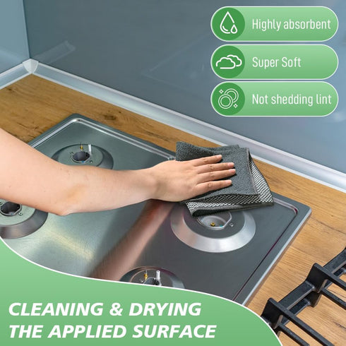 SINLAND Microfiber Dish Cloths, Wash Clothes for Kitchen, Best Cleaning Cloths, Poly Scour Side, 12"x12" (5 Pack, Dark