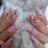 Pink Press On Nails - Luxury Fake Nails with Powder Sequins Art, Acrylic False Tips for Women and Girls