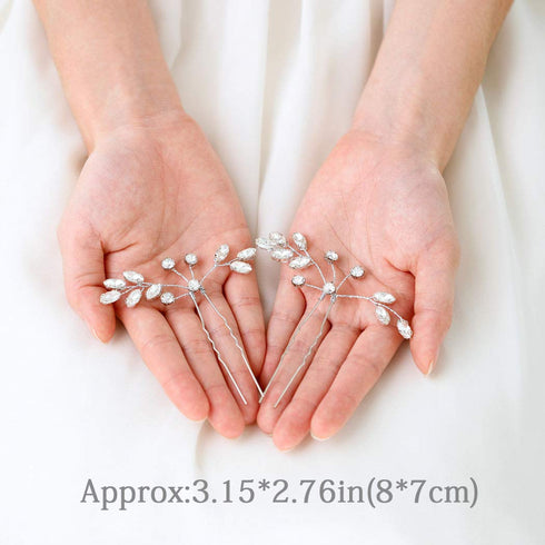 Unicra Bride Wedding Crystal Hair Pins Bridal Rhinestone Hair Pieces for Women and Girls Pack of 2 (A-Silver)