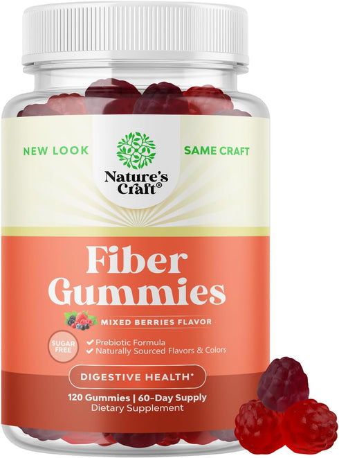 Sugar Free Fiber Gummies for Adults - High Fiber Supplement with Prebiotic Chicory Root for Immunity and Digestive