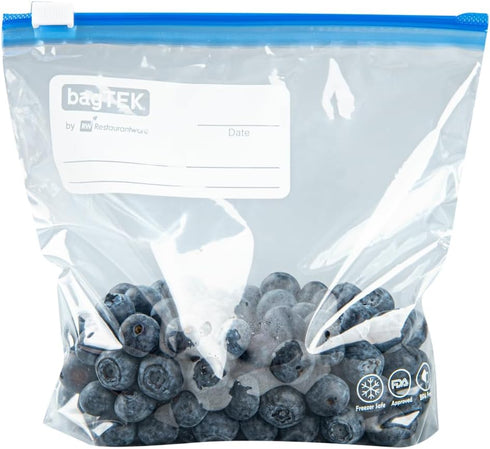 Restaurantware Bag Tek 1 Pint Freezer Slider Bags - 25 Disposable Zipper Pouch Bags for Food Storage