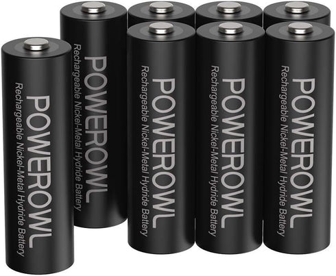 POWEROWL AA Batteries Rechargeable Kit, High Capacity 2800mAh 1200 Cycles 1.2V NiMH Double