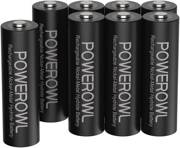 POWEROWL AA Batteries Rechargeable Kit, High Capacity 2800mAh 1200 Cycles 1.2V NiMH Double