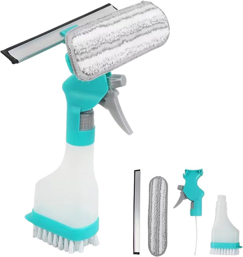 Meluvora 4 in 1 Window Cleaning Kit, Professional Window Vacuum Squeegee with Spray