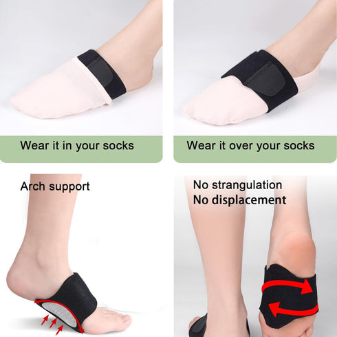 HENGXIA Arch Support Compression Sleeves for Flat Feet, Adjustable Braces for Plantar Fasciitis, 1 Pair