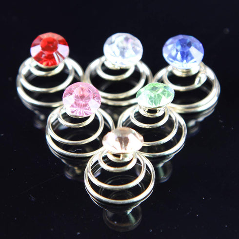 Vpang 20 Pcs Spiral Hair Pins - Shiny Rhinestone Crystal Metal Twist Hairpins Hair Accessories (Red)