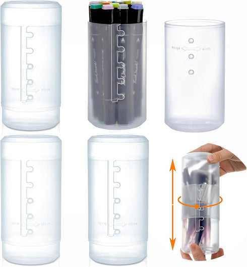 TOPZEA 4 Pack Retractable Makeup Brush Holders - Portable Cosmetic Organizer with Lid for Travel