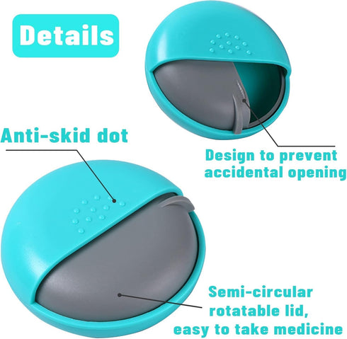 INVODA Travel Pill Organizer Cute Round Pill Box for Purse Compact Medicine Container for Pills, Fish Oil, Vitamins