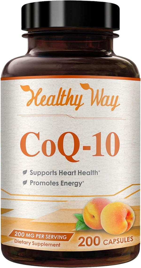 Coenzyme Q10 200mg Supplement - Once Daily CoQ10 Powder Capsules for Heart Health, Antioxidant Support