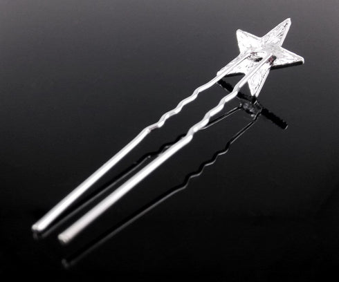 yueton 10pcs Bling Rhinestone Star Hair Pins Clips, Bridal Crystal Headwear Accessories for Women