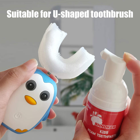 Kids Foam Toothpaste with Strawberry Flavor - Fluoride Free Natural Formula, Foam Toothpaste for Electric Toothbrush