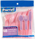 Baby Blue & Light Pink Heavy Duty Plastic Cutlery Sets - 16 Spoons, 16 Forks, 16 Knives - 2 Packs of 48 Total