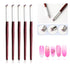 JERCLITY 5pcs Nail Gradient Brush Set with Red Wooden Handle, Nail Drawing Brush UV Gel Design Builder Painting Pen