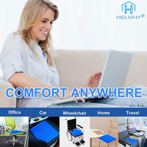 Helishy Gel Seat Cushion - Non-Slip Egg Seat Cushion Chair Pads - Office Chair Car Seat Cushion for Sciatica & Back