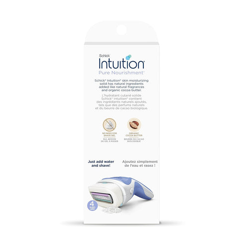 Schick Intuition Pure Nourishment Razors for Women | 1 Razor & 2 Refill Blades with Organic Cocoa Butter