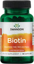 Swanson Biotin B7 Vitamin 5000 mcg - 30 Capsules for Healthy Hair and Nails.