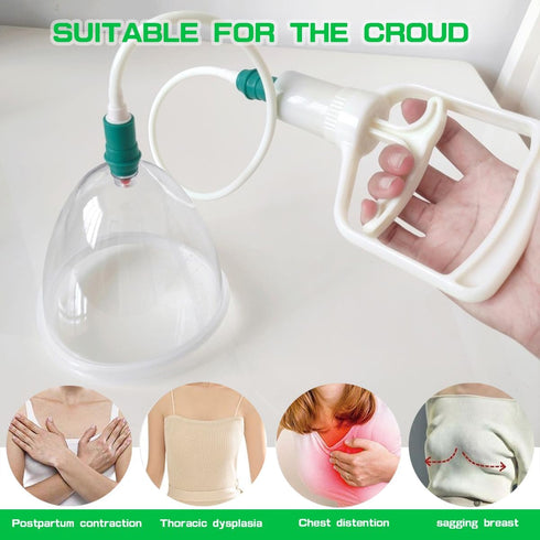 LNQ LUNIQI Set Vacuum Cupping for Breast Massage - Silicone Cups with Hand Pump for Body Contouring, Muscle Relaxation