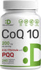 DEAL SUPPLEMENT CoQ10 200mg & PQQ 200mcg - 240 Veggie Capsules for Energy, Brain & Heart Health, Non-GMO
