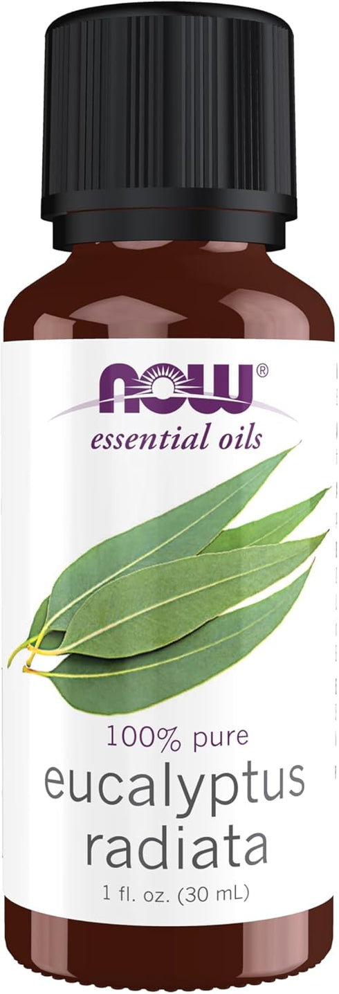 NOW Essential Oils Eucalyptus Radiata Oil, 1-Ounce, 100% Pure, Vegan, Aromatherapy Scent