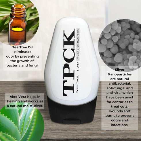 TPCK ToppCock Silver Leave-On Hygiene Gel for Man Parts, 90ml Odor Neutralizer, Male Care (Pack of 2)