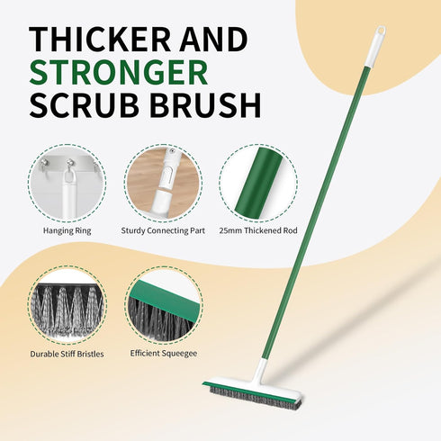 QCFOLY 51" 2 1 Swimming Floor Scrub Brush, Long Handle Scrub Brushes for Cleaning in Heavy Duty Deck Brush Stiff