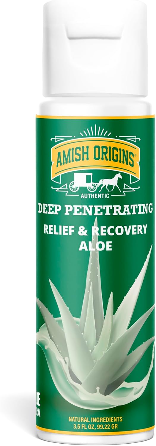 Amish Origins Deep Penetrating Joint & Muscle Therapy Aloe Cream 3.5 oz Pump for Sore Muscle Relief