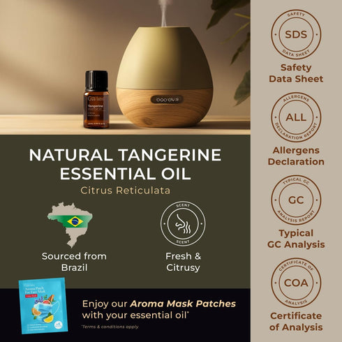 Tangerine Essential Oil for Diffuser - 0.34 Fl Oz - 100% Pure Natural Oil for Skin, Massage, DIY Fragrances & Candle