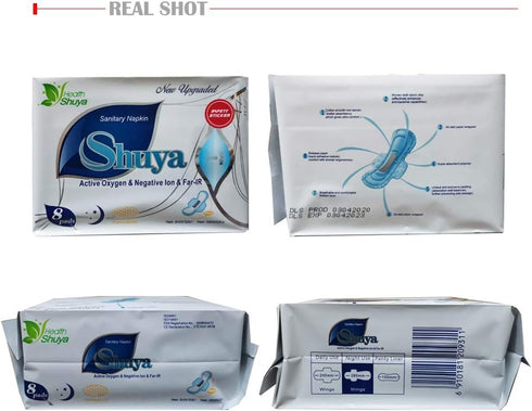SHUYA 285mm-24Count(Pack 3) Patented Anion Overnight Maxi Pads for Women with Wings for Heavy Flow, Herbal Scented,Size