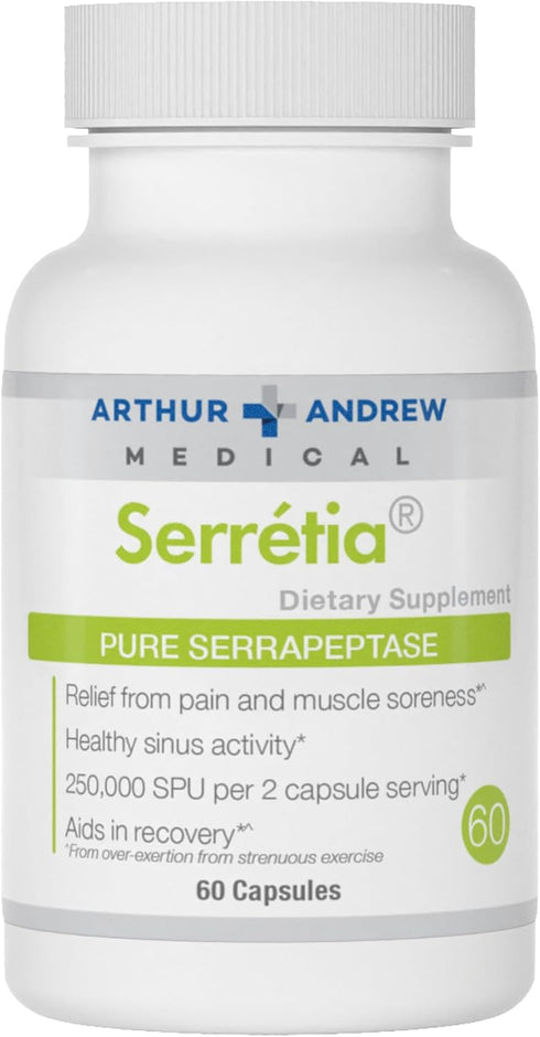 Arthur Andrew Medical Serretia Serrapeptase Formula for Muscle and Sinus Support, 60 Capsules