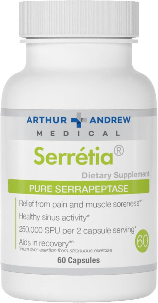 Arthur Andrew Medical Serretia Serrapeptase Formula for Muscle and Sinus Support, 60 Capsules