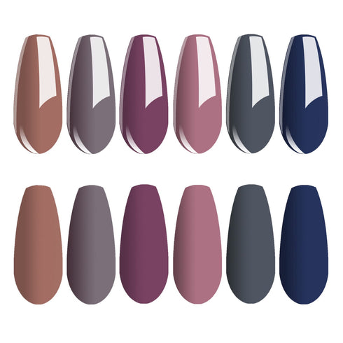 Vishine Fall-Winter Gel Nail Polish Set - 6 Colors Grey Purple Gel Polish Kit, Soak Off UV LED Nail Gel, 8ml Each