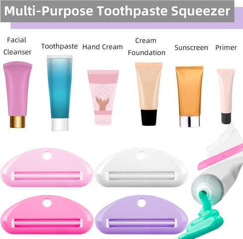 TKYZMS 4 Pcs Toothpaste Squeezer,Plastic Toothpaste Tube Squeezer Toothpaste Dispenser Hanging Toothpaste Clip