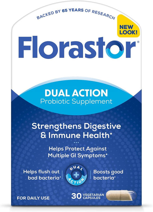 Florastor Probiotics - 30 Capsules for Digestive & Immune Health, Strain Saccharomyces Boulardii, for Women & Men