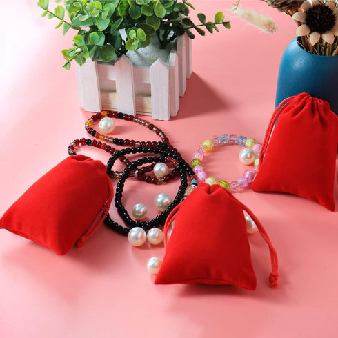 Shintop 10 Pack Velvet Drawstring Bags for Christmas Wedding Gift Bags, Velvet Cloth Jewelry Pouches (2.75” x 3.54”,