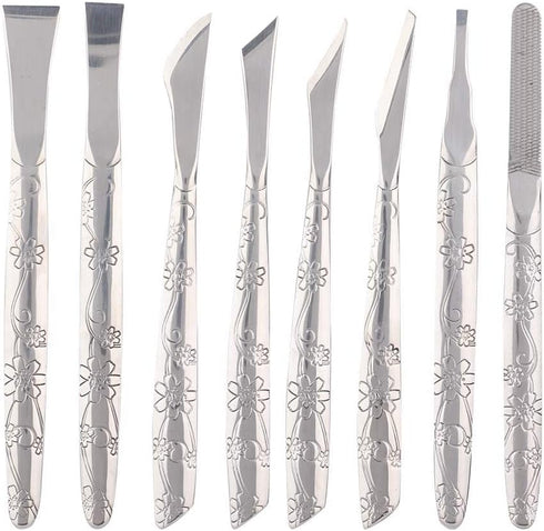 Ingrown Toenail Tool, 8pcs Stainless Steel Foot File Dead Skin Horny Remover Foot Callus Sha ver Foot Skin Planer Pedicure Tool Set for Ingrown Foot Fingernail Care