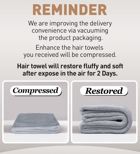 Hicober Microfiber Hair Towel - 3 Packs Hair Turbans for Wet Hair, Drying Wrap Towels (Blue, Grey, Pink)