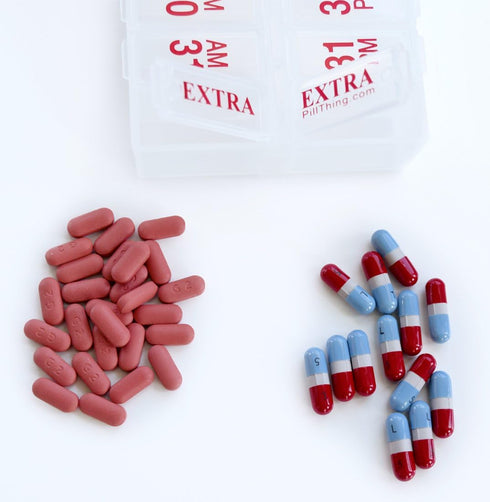 Set Set 2 1 Twice-a-Day Monthly Large Pill Organizer - AM/PM Medication Organizer for the Entire Month Pill Box