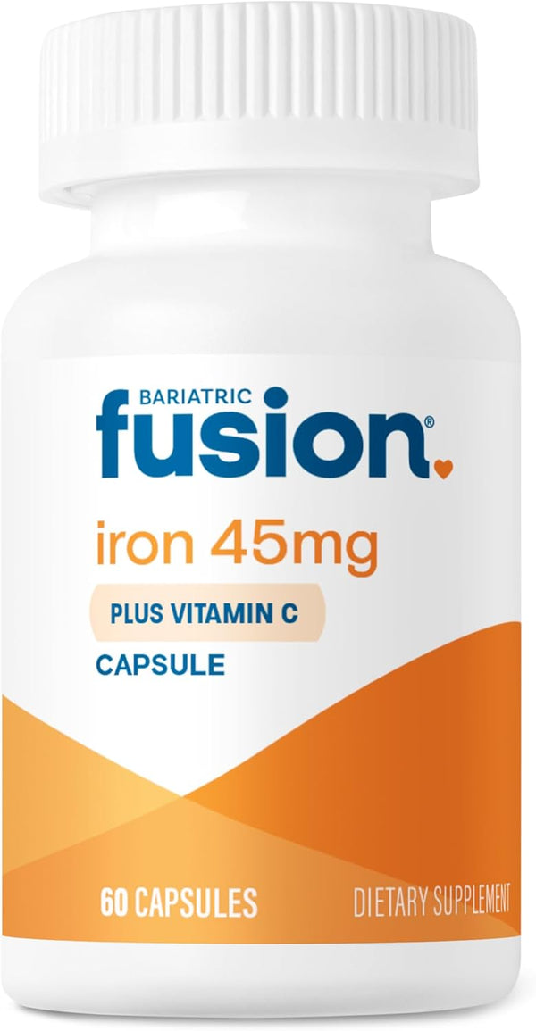 Bariatric Fusion Iron Supplement 45mg with Vitamin C, 1 Per Day, 60 Count, Non-GMO, Gluten, Dairy and Soy Free