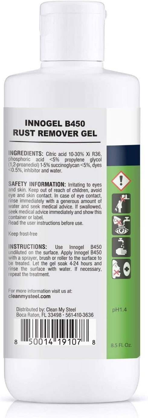 Heavy-Duty Industrial Rust Stain Remover - Metal Cleaner Gel for Stainless Steel, No Scrubbing Needed (8.5 oz)