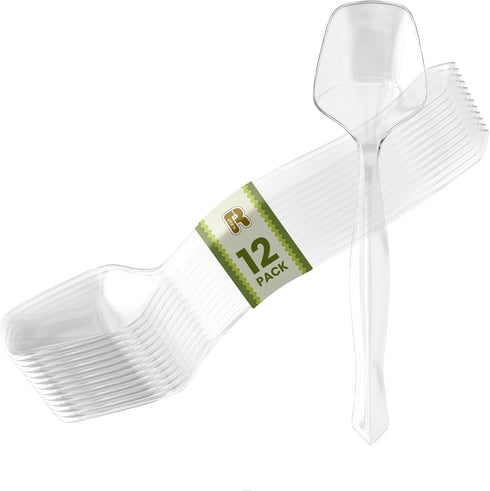 12 Pack Plastic Serving Spoons, Clear Disposable Utensils for Parties and Gatherings