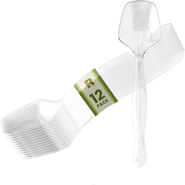 12 Pack Plastic Serving Spoons, Clear Disposable Utensils for Parties and Gatherings