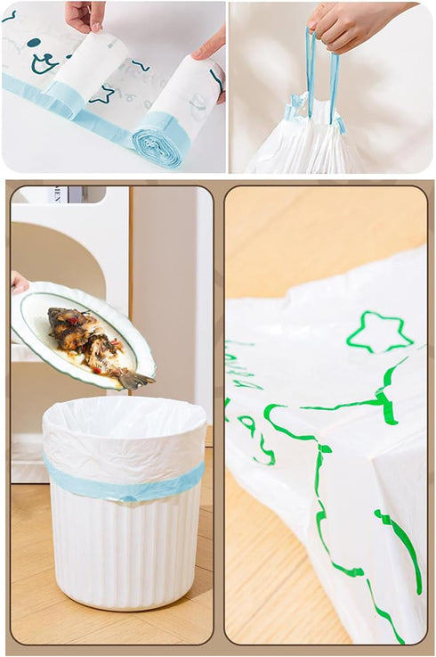 YIHUANYIFA 4 60pcs 60pcs) Gallon Trash Bags Drawstring Tearing-Free for Bathroom Office Home Bedroom Trash Can