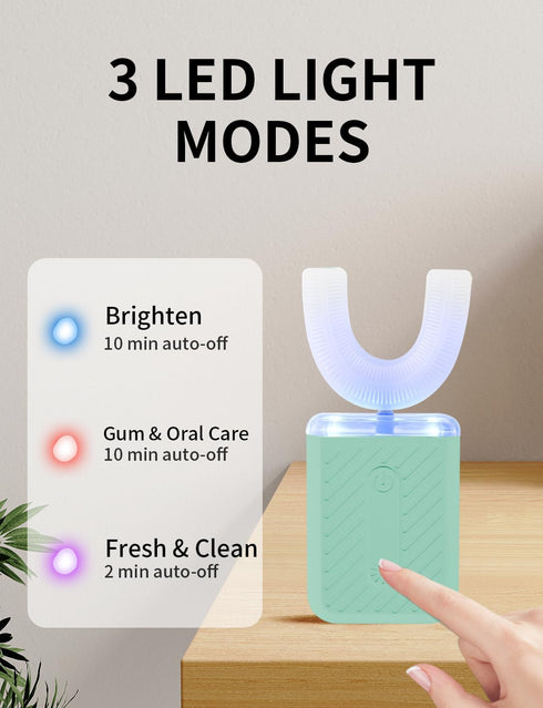 IPX7 U-Shaped Electric Toothbrush for Adults, u Toothbrush with Waterproof, ultrasonic Toothbrush for Home and Travel