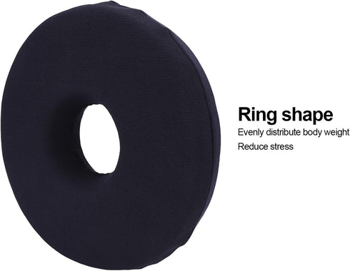 Sitting Cushion, Black Circular Shaped Wheelchair Nursing Bed Sore Pad for Pain Relief, Easy Cleaning Donut Pillow for