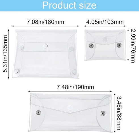 3 Pack Transparent Cosmetic Bags, Portable Waterproof PVC Makeup Cases Organizers for Lipstick, Facial Cleanser,