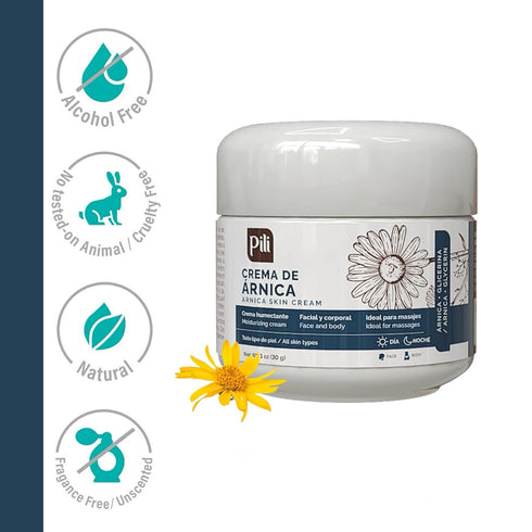 Pili Arnica Cream Hydrating Moisturizer for Face & Body, 1 oz - Soothes Dry, Bruised & Irritated Skin