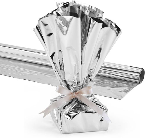 Hygloss Mylar Gift Wrap Roll, 24 Inch x 8.3 Feet, Silver (61205)