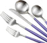 Gugrida Luxury Flatware, Royal 5 Piece Matte Purple Handle 18/10 Stainless Steel Tableware Set for 1, Camping Utensils